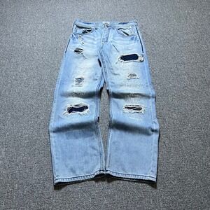 Vintage Parish Nation Distressed Jeans 32 Light Wash Baggy Y2K Streetwear Denim